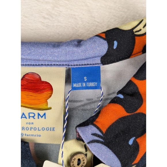 NWT Farm Rio‎ Anthropologie Blouse Button Down Tie Front Long Sleeve Top S - Picture 9 of 16